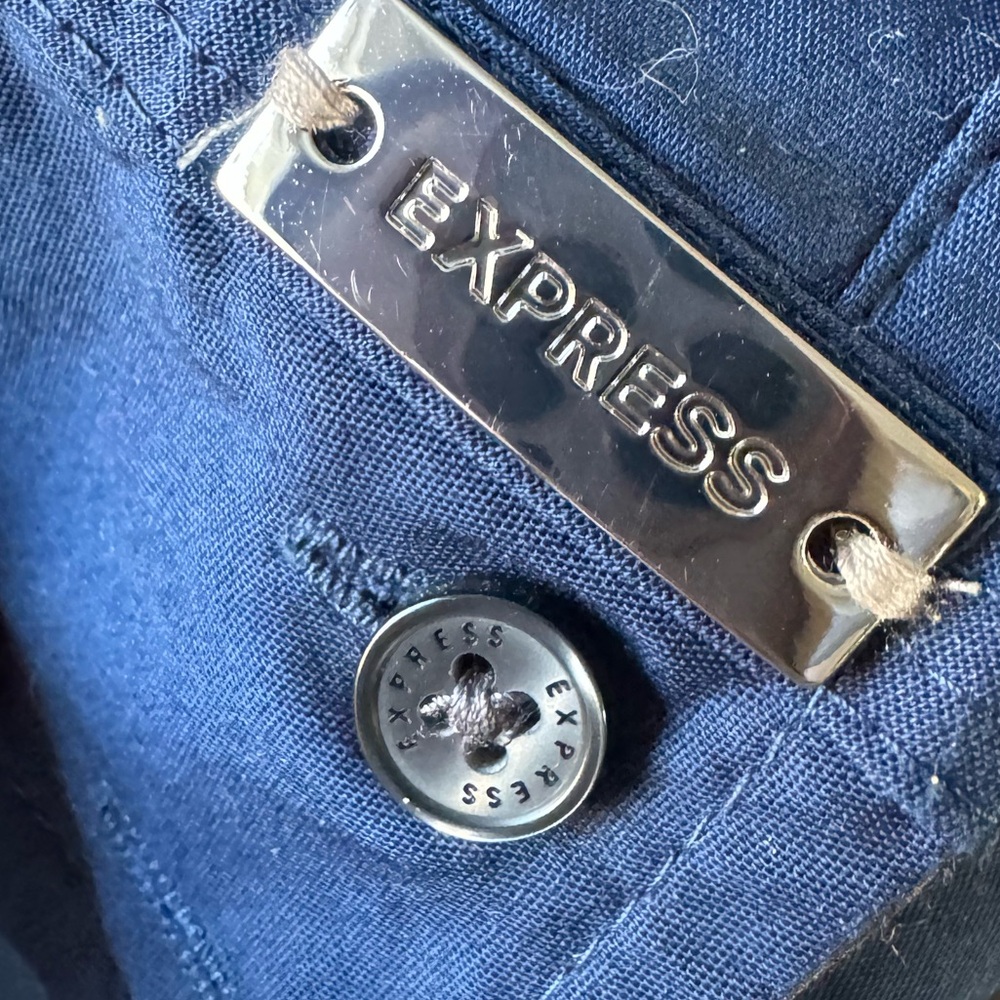 Express Medium Blue Button Polo - image 7